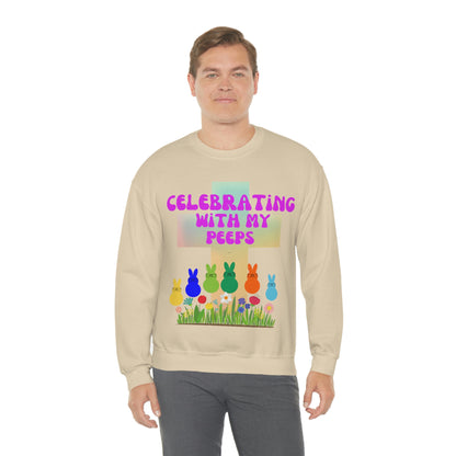 Celebrating With My Peeps Easter Sweatshirt (pink lettering)