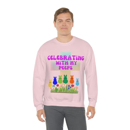 Celebrating With My Peeps Easter Sweatshirt (pink lettering)