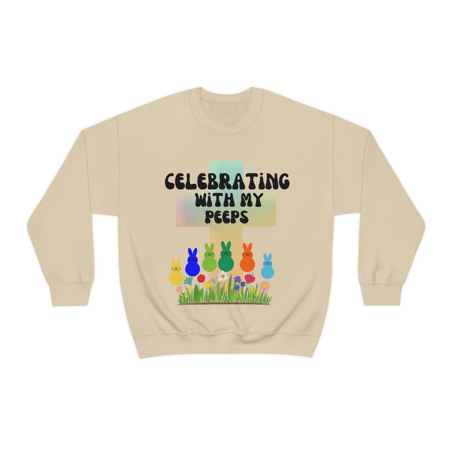 Celebrating With My Peeps Easter Sweatshirt (black lettering)