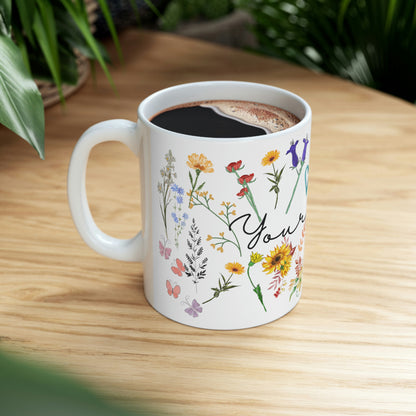 Personalized Pressed Flowers Floral Mug