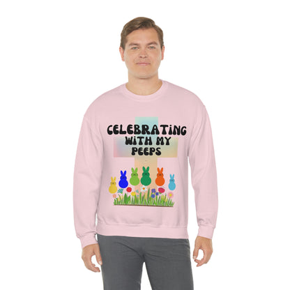 Celebrating With My Peeps Easter Sweatshirt (black lettering)