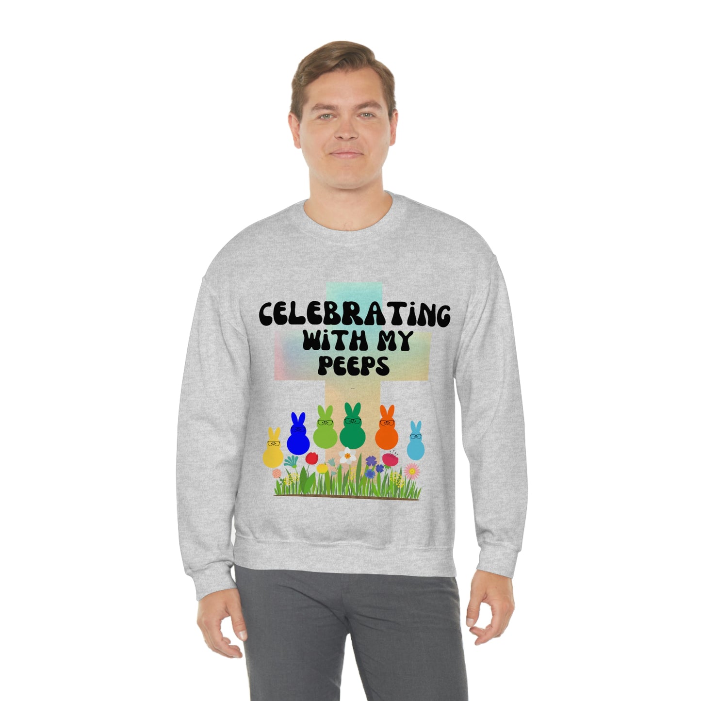 Celebrating With My Peeps Easter Sweatshirt (black lettering)