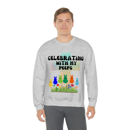 Celebrating With My Peeps Easter Sweatshirt (black lettering)