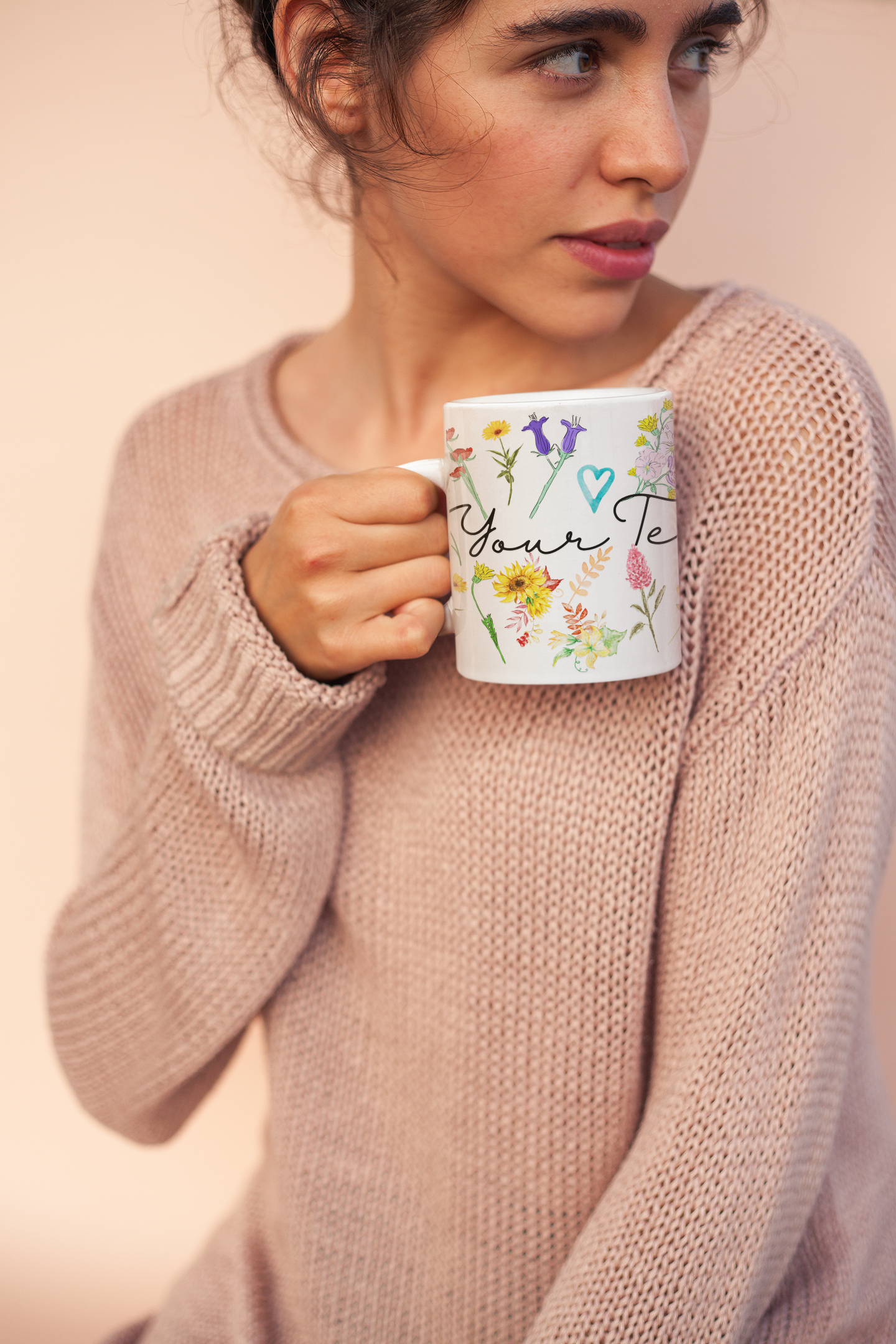 Personalized Pressed Flowers Floral Mug