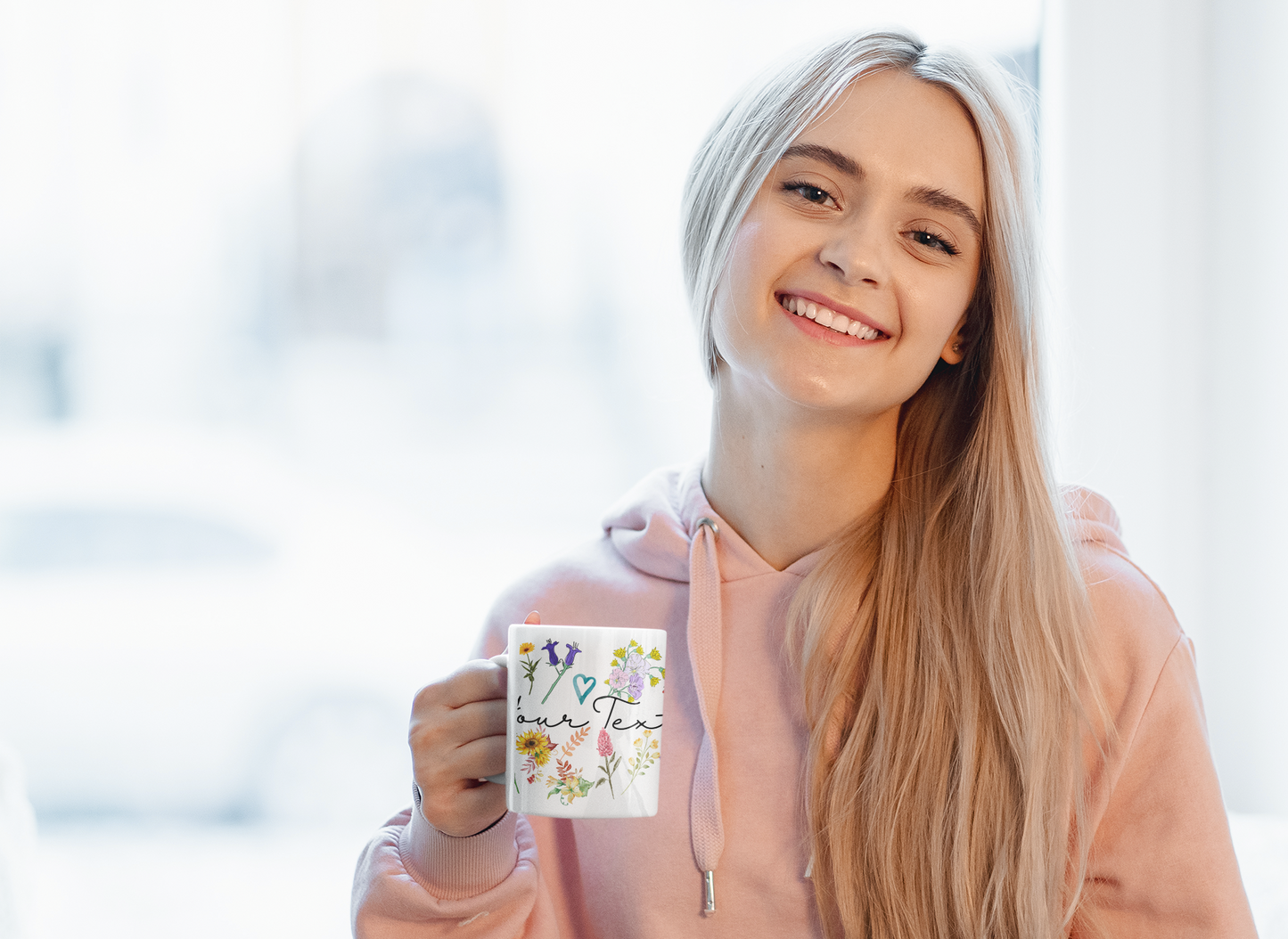 Personalized Pressed Flowers Floral Mug