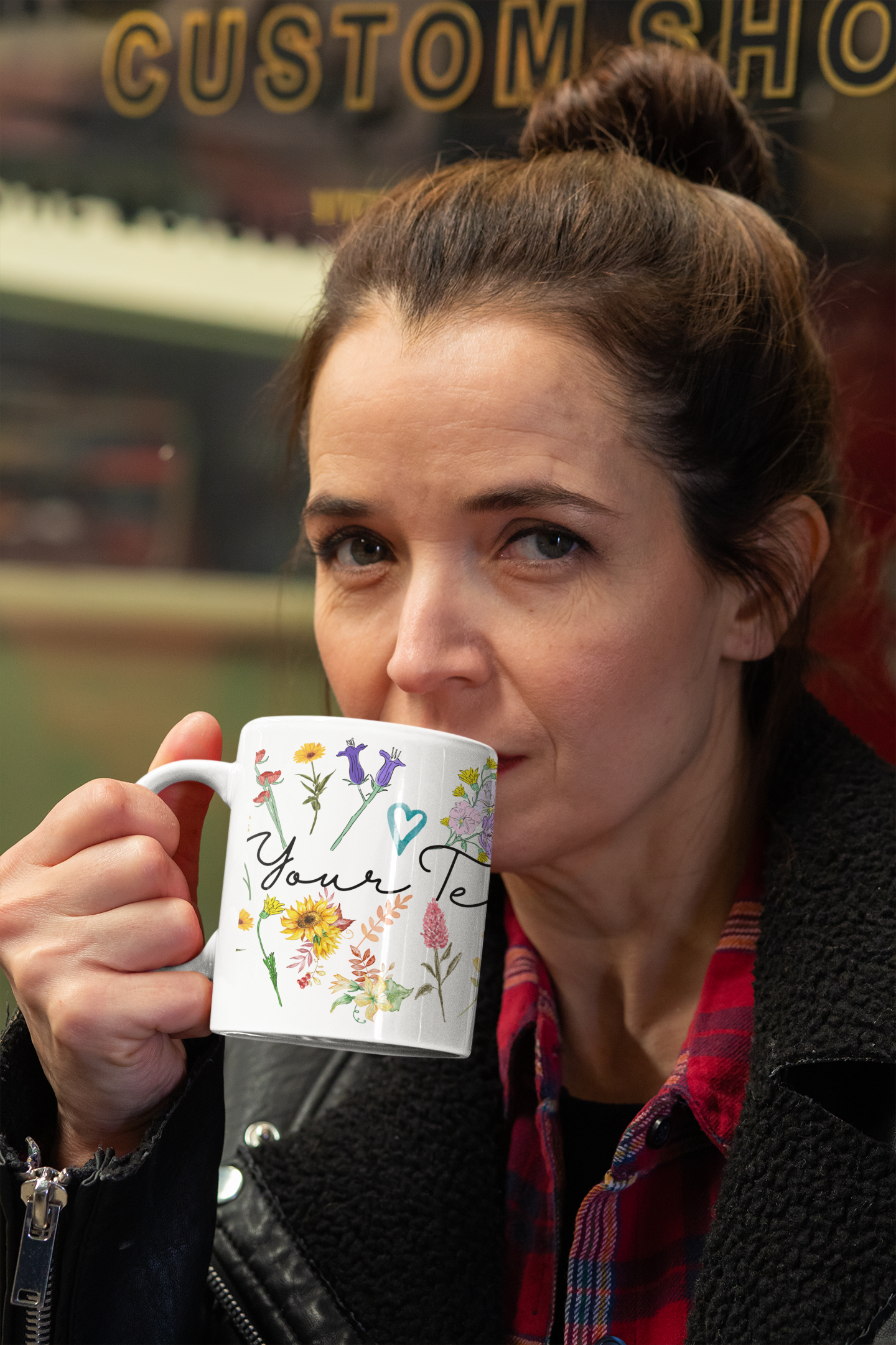 Personalized Pressed Flowers Floral Mug