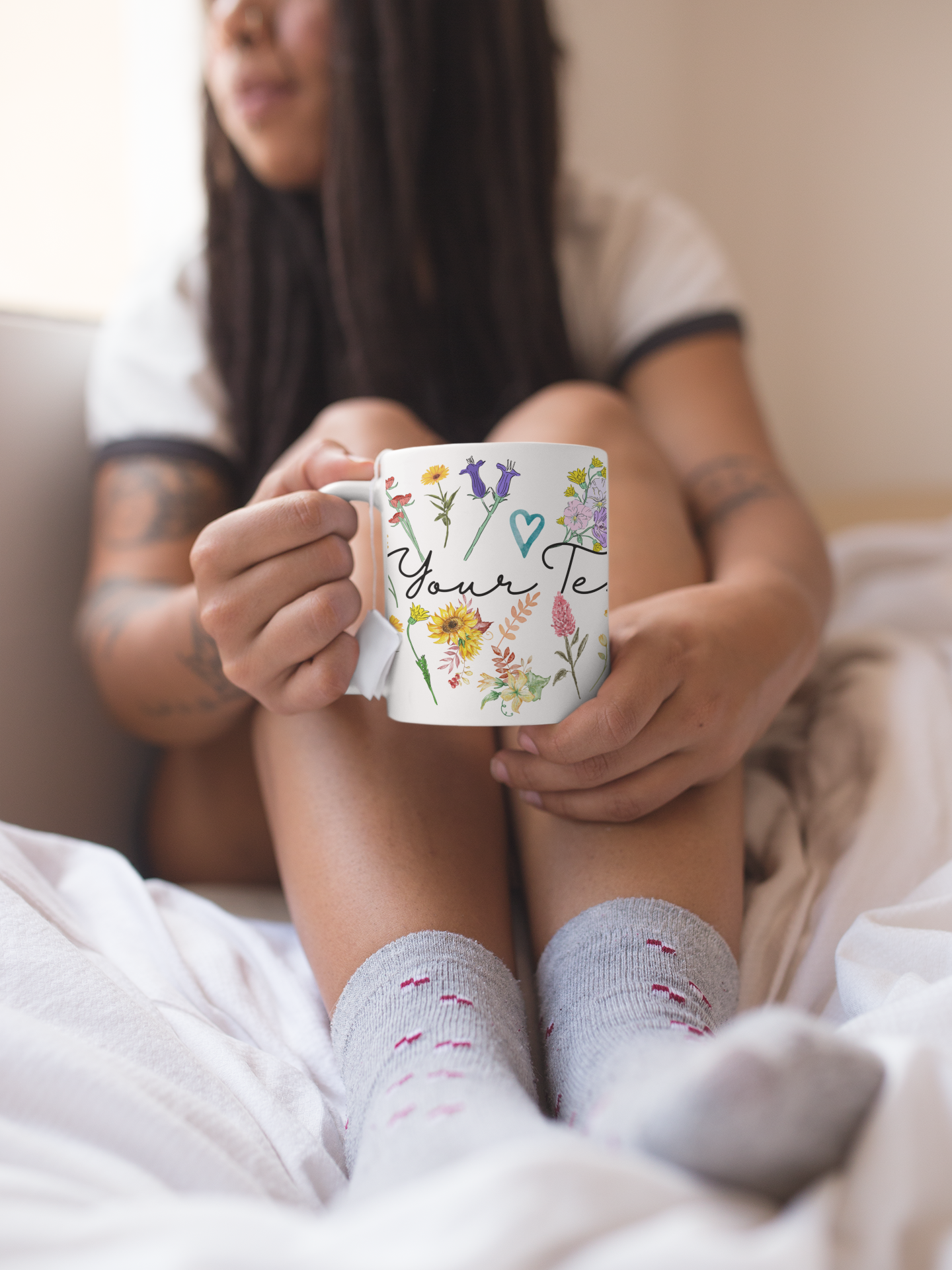 Personalized Pressed Flowers Floral Mug