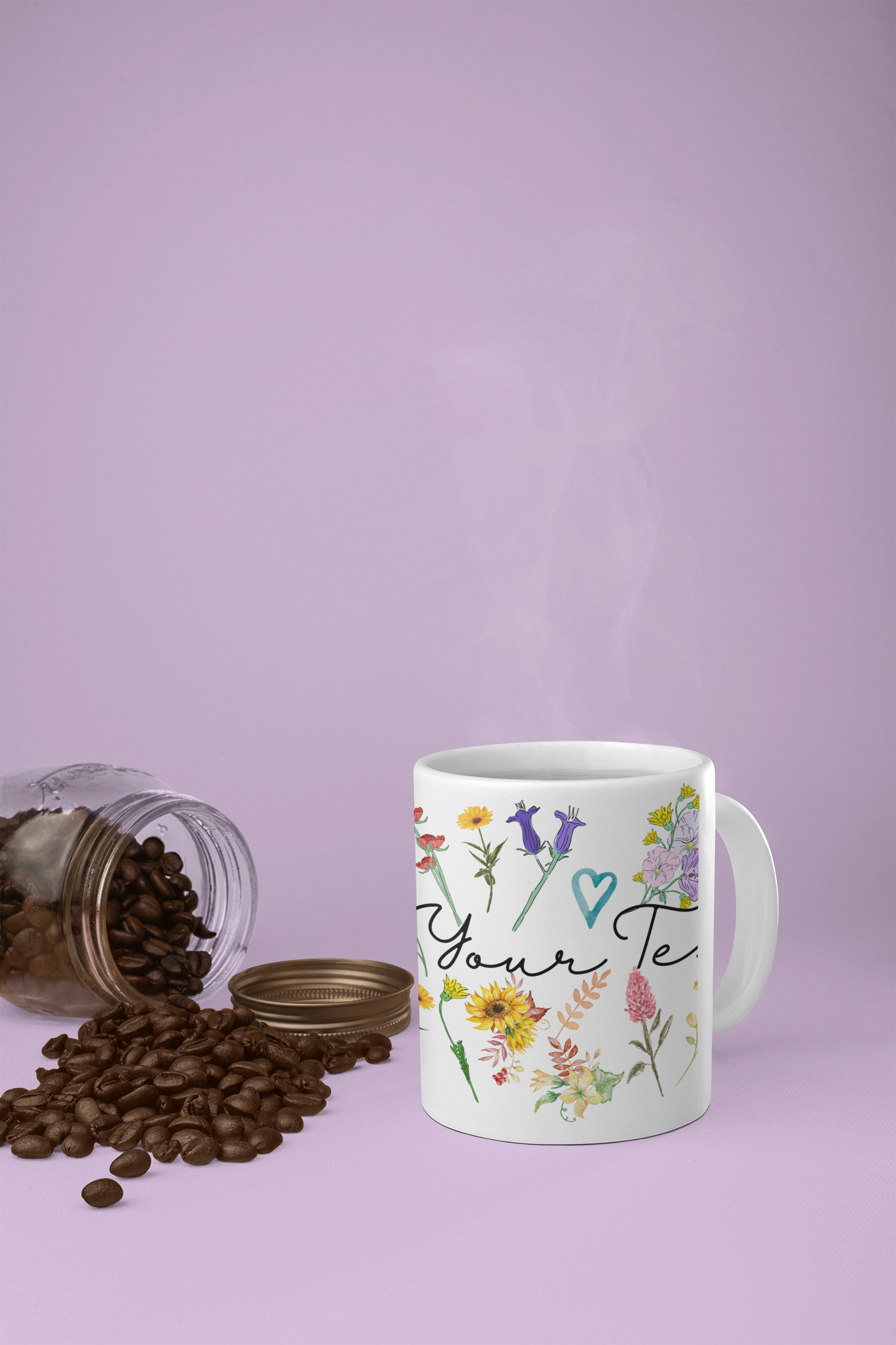 Personalized Pressed Flowers Floral Mug