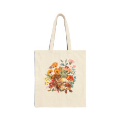 Mushroom Tote Bag Floral Tote Bag With Flowers Cottagecore Tote Bag Mushroom Gift Cute Tote Bag Eco Friendly Bag Aesthetic Cottagecore Bag