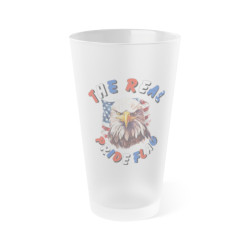 Patriotic - Frosted Pint Glass, 16oz  (The REAL PRIDE FLAG Eagle)