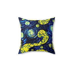 Swirl - Faux Suede Square Pillow (YELLOW BLUE SWIRL like V.g. Starry Night)