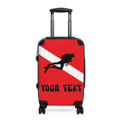 Scuba - Suitcase (Diver Silhouette on DIVE FLAG) PERSONALIZED