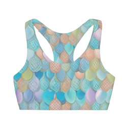 Mermaid - Girls' Double Lined Seamless Sports Bra (AOP) (MERMAID SCALES)